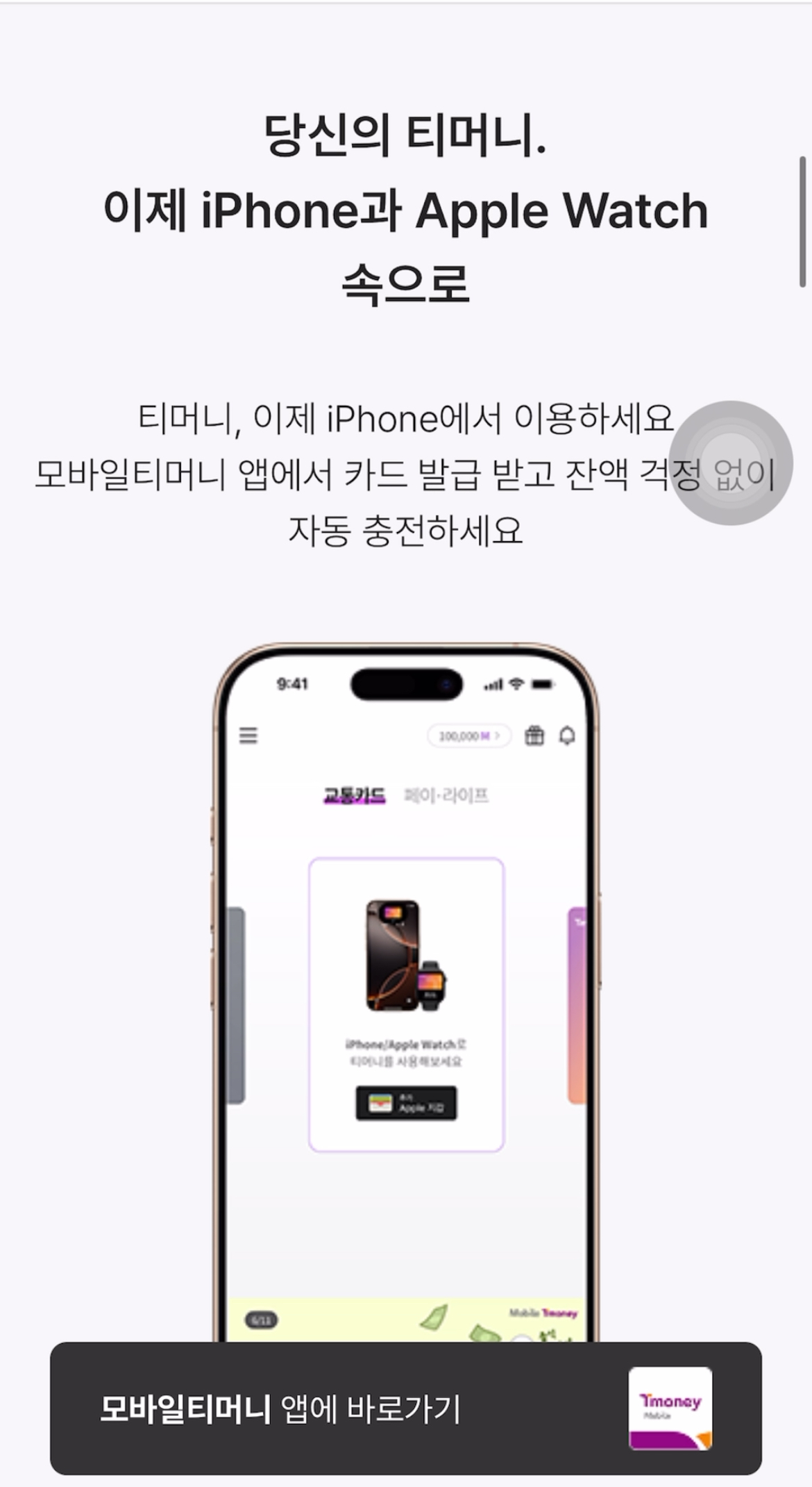 아이폰티머니 애플페이 소개 이미지 1