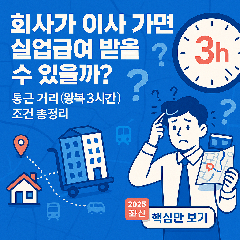 회사가 이사 가면 실업급여 받을 수 있을까? 실업급여 조건 설명 이미지
