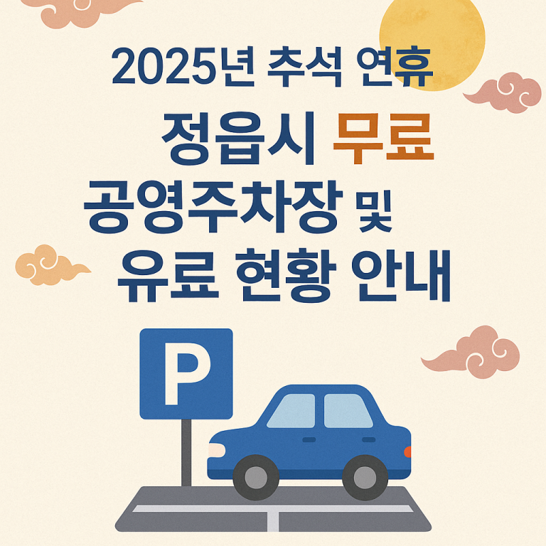 2025년 추석 연휴 정읍시 무료 공영주차장 및 유료 현황 안내